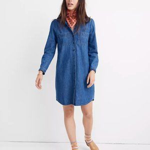 Madewell Chambray Denim Puff Sleeve Dress